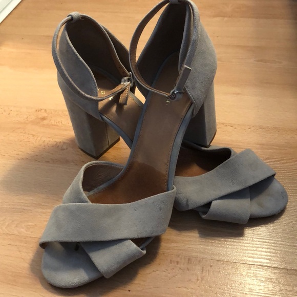 Light grey suede block heels - Picture 1 of 2